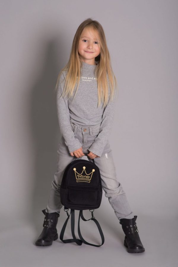 Little princess collection back pack plecak ze złotym haftem z koroną mała ksieżniczka Shellbag (2)