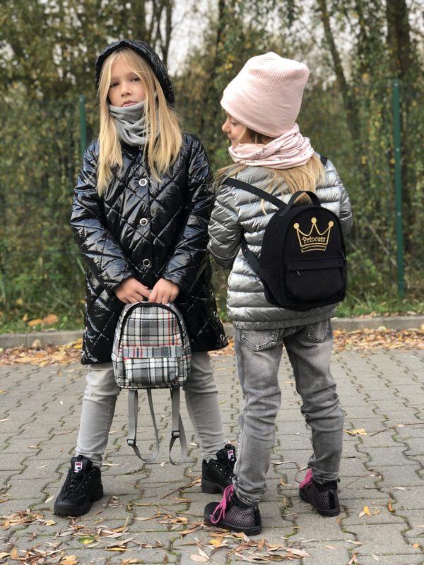 Plecak w krate plecak z korona z haftem Retro Plaid Princes Shellbag