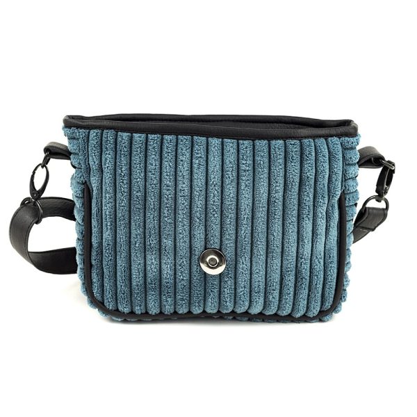 Torebka sztruksowa listonoszka dziecieca damska uniweralna morski blekit flap bag deep ocean blue uni age Shellbag (3)