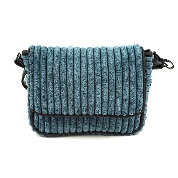 Torebka sztruksowa listonoszka dziecieca damska uniweralna morski blekit flap bag deep ocean blue uni age Shellbag