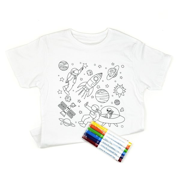 koszulka do kolorowania z mazakami kosmos t-shirt for coloring with felt-tip pens box cosmos ShellbagArt