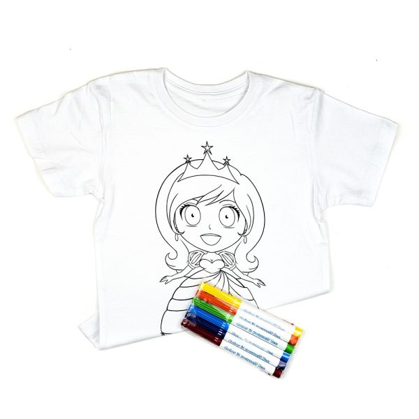 koszulka do kolorowania z mazakami księżniczka t-shirt for coloring with felt-tip pens box princess ShellbagArt