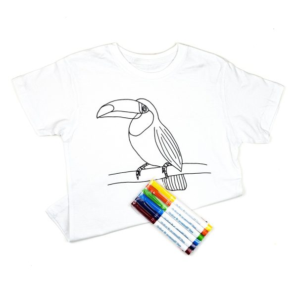 koszulka do kolorowania z mazakami tukan t-shirt for coloring with felt-tip pens box tucan ShellbagArt